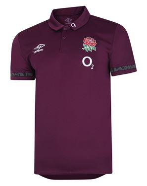 Picture of ENGLAND RUGBY POLO TOP - Pickled Beet / Black