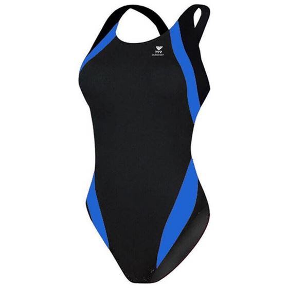 Picture of Tyr Titan Splice Maxback Swimming Costume - Black/Blue