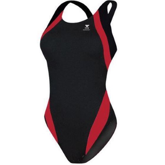 Picture of Tyr Titan Splice Maxback Swimming Costume - Black/Red