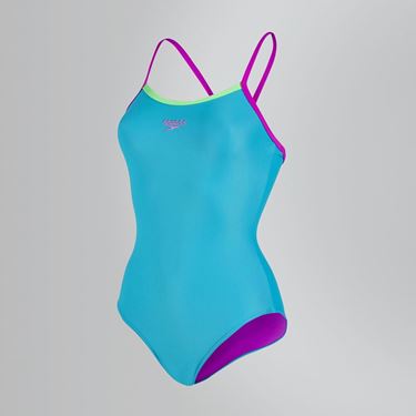 Picture of Speedo Thinstrap Muscleback Swimming Costume - Green/Purple