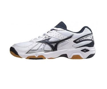 Picture of Mizuno Wave Twister 4 Indoor Court Shoe - White/Navy Blue