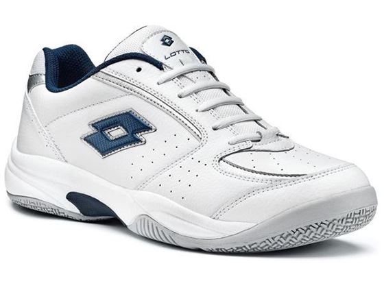 Picture of Lotto Court Logo III Tennis Shoe - White/Metal Blue Night