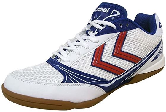 Picture of Hummel Root Indoor Court Shoe - White/Blue/Red/Gum