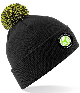 Picture of Emersons Green Junior FC Bobble Hat - Black/Lime Green